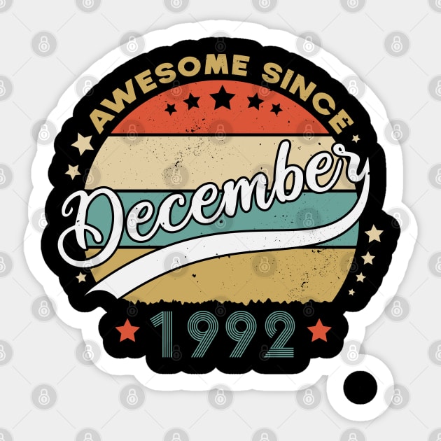 Awesome Since December 1992 Birthday Retro Sunset Vintage Sticker by SbeenShirts